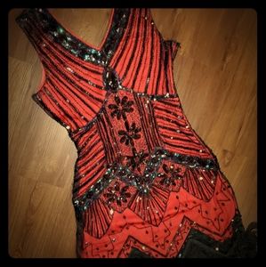 Sequence Dress with Tassel Bottom